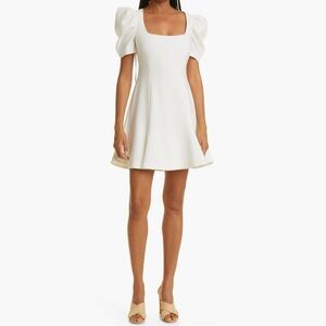 Beautiful white mini dress with puff sleeves